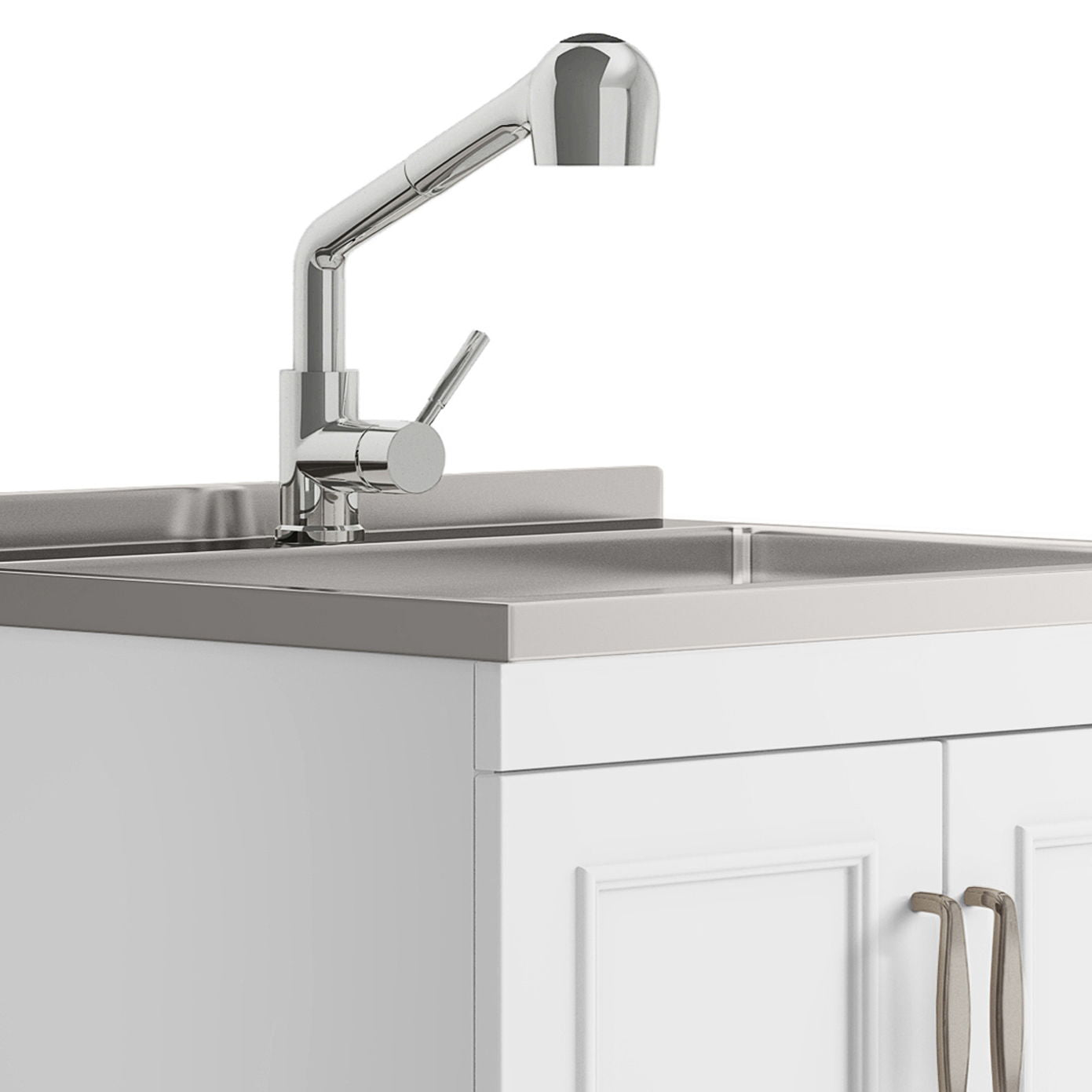 Laundry Cabinet With Faucet And Stainless Steel Sink - White Simpli-Home