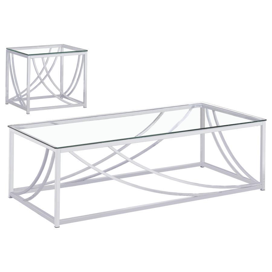 Lille - 2 Piece Glass Top Coffee And End Table Set - Chrome Coaster Fine Furniture