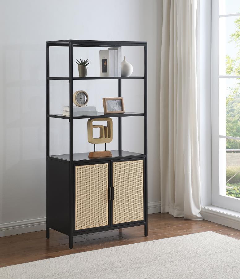 Amherst - 3-Shelf Radio Weave Cane Metal Accent Cabinet Coaster Fine Furniture