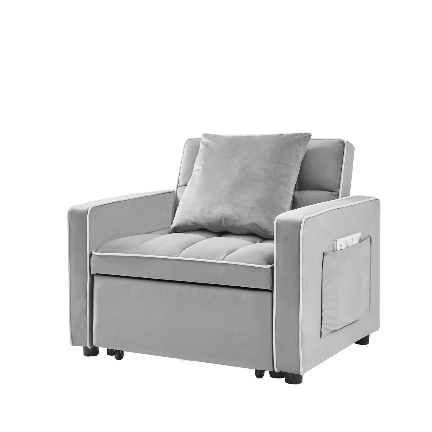 Modern Velvet 3 In 1 Sofa Bed Chair, Adjustable Recliner - Snoozhouse