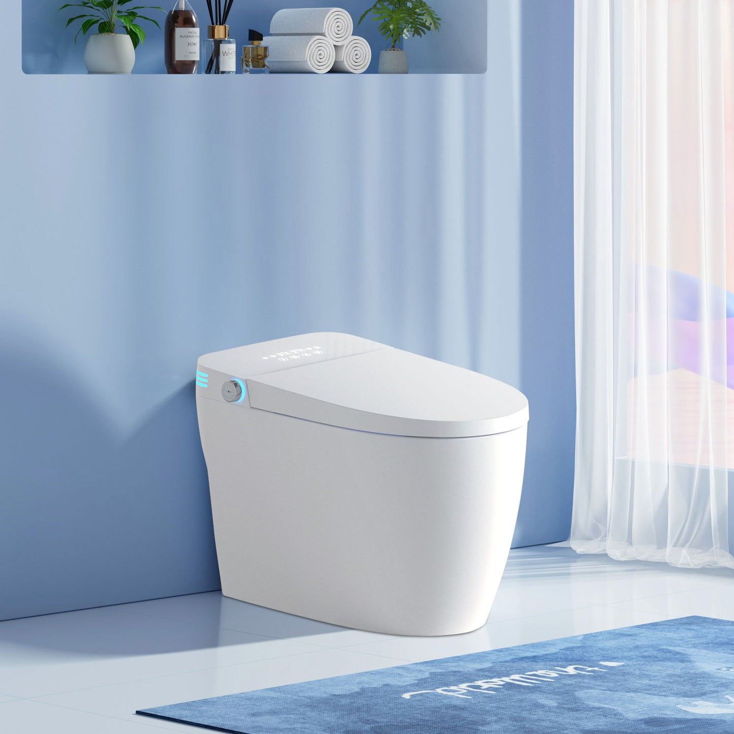 Tankless Smart Toilet With Bidet Built In, 1 Piece Bidet Toilet Seat, Auto Flush, Auto Open / Close, Heated Seat, Warm Water And Dry, Adjustable Temp, Remote Control Side Know - White Daily Nest