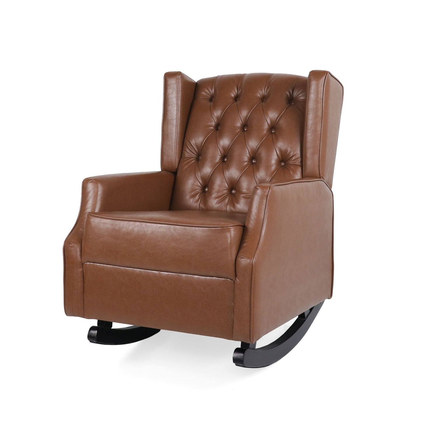 Moss - Upholstered Rocking Recliner With Diamond Tufting And Wingback - Light Brown Noble House