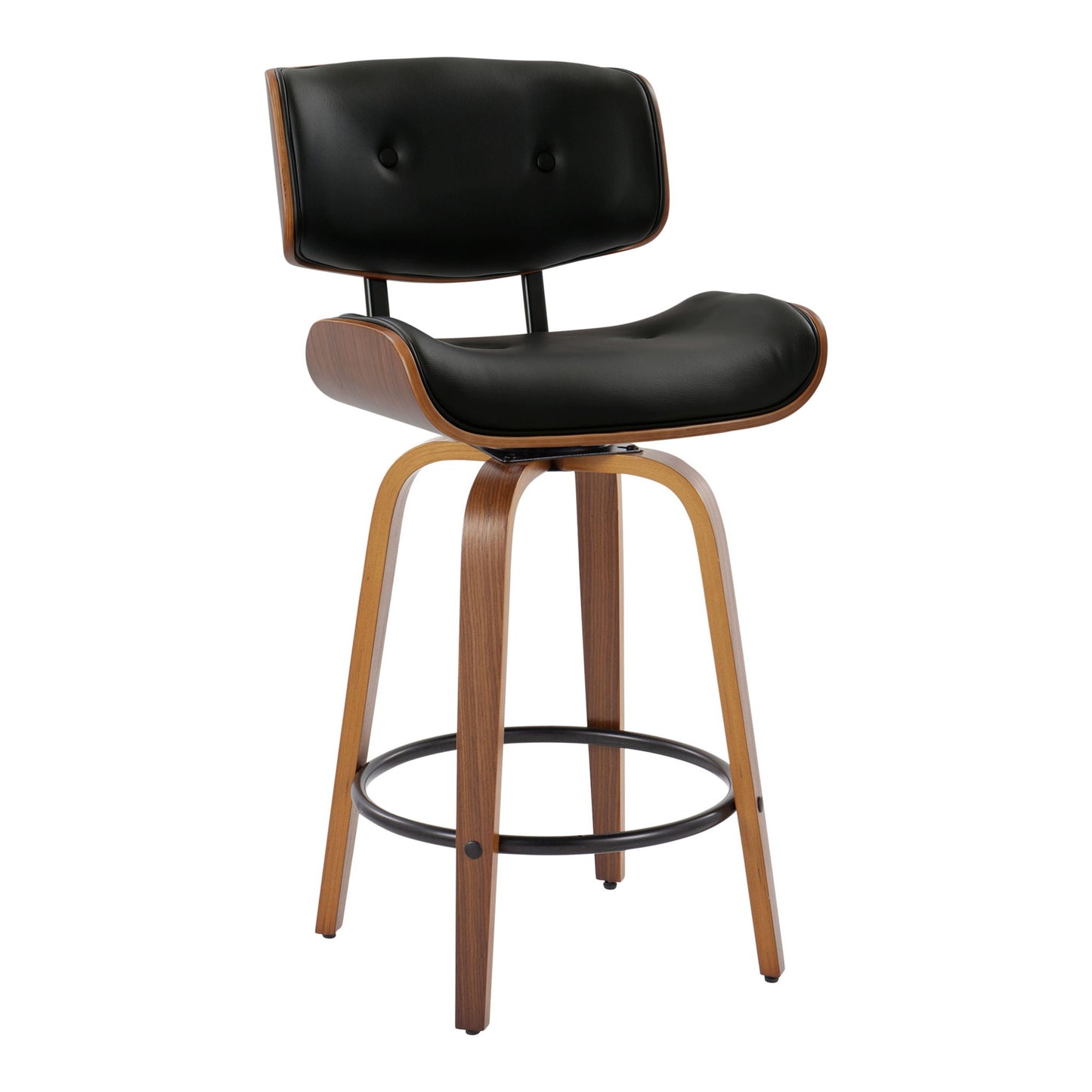 Lombardi - Mid-Century Modern Fixed Height Counter Stool With Swivel With Round Footrest (Set of 2) Lumi Source