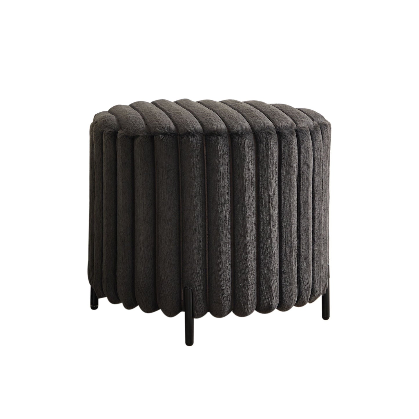 Wide Upholstered Round Pouf Ottoman Foot Rest Home Essentials