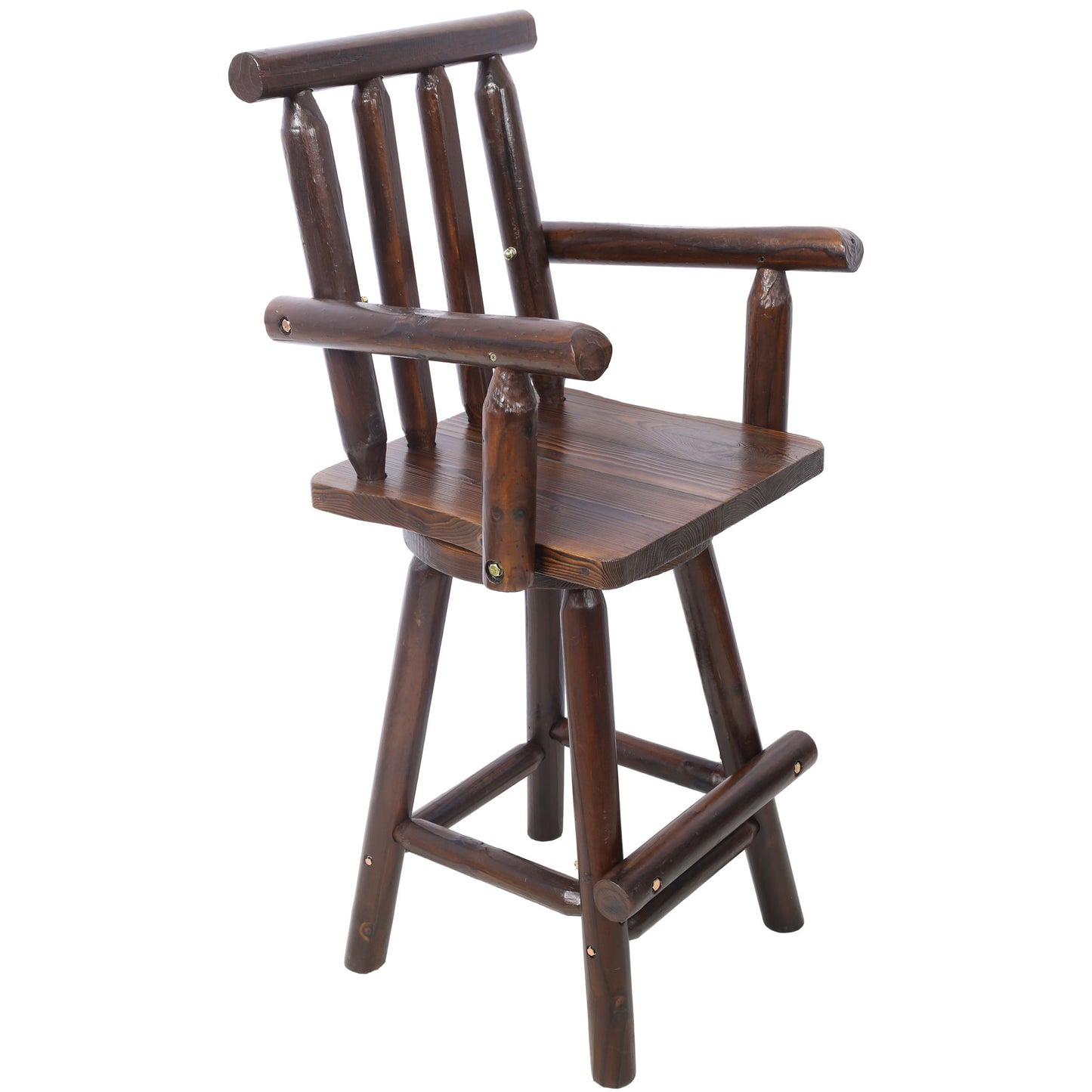 Rustic Bar Stool, Fir Wood Construction, Wide Armrest Home Essentials
