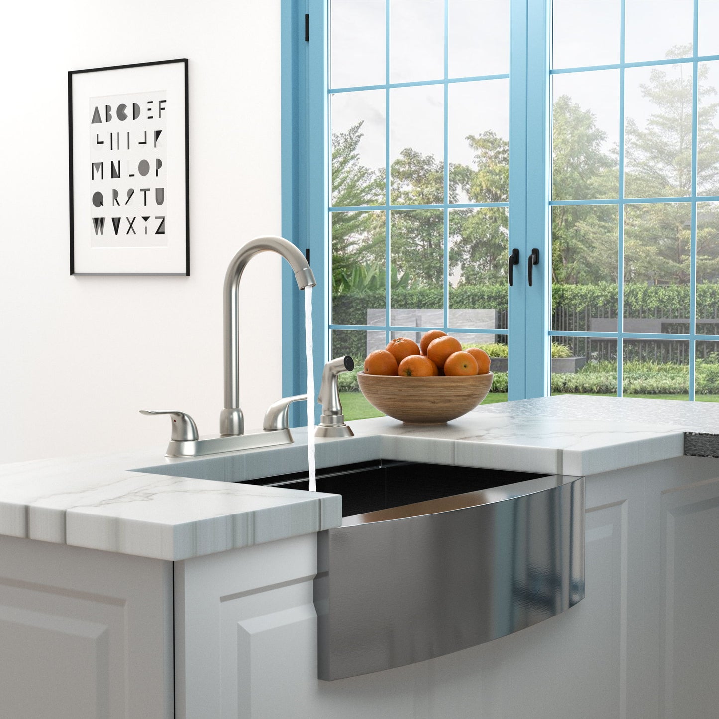 Kitchen Sink Faucet With 2 Handles And Pull Out Side Sprayer, 4 Hole Installation Daily Nest