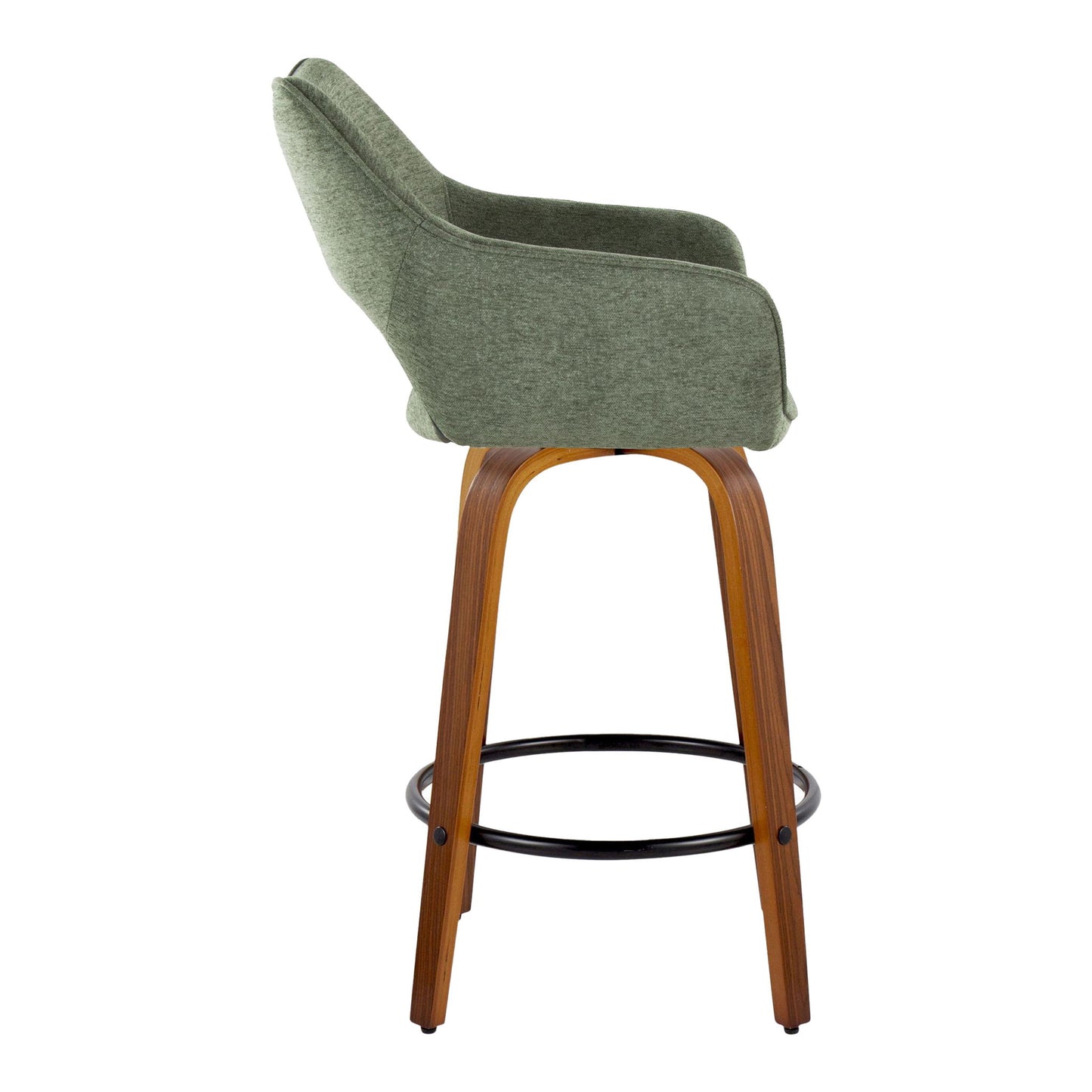 Mustang - Contemporary Fixed Height Counter Stool With Swivel With Round Footrest (Set of 2) Lumi Source
