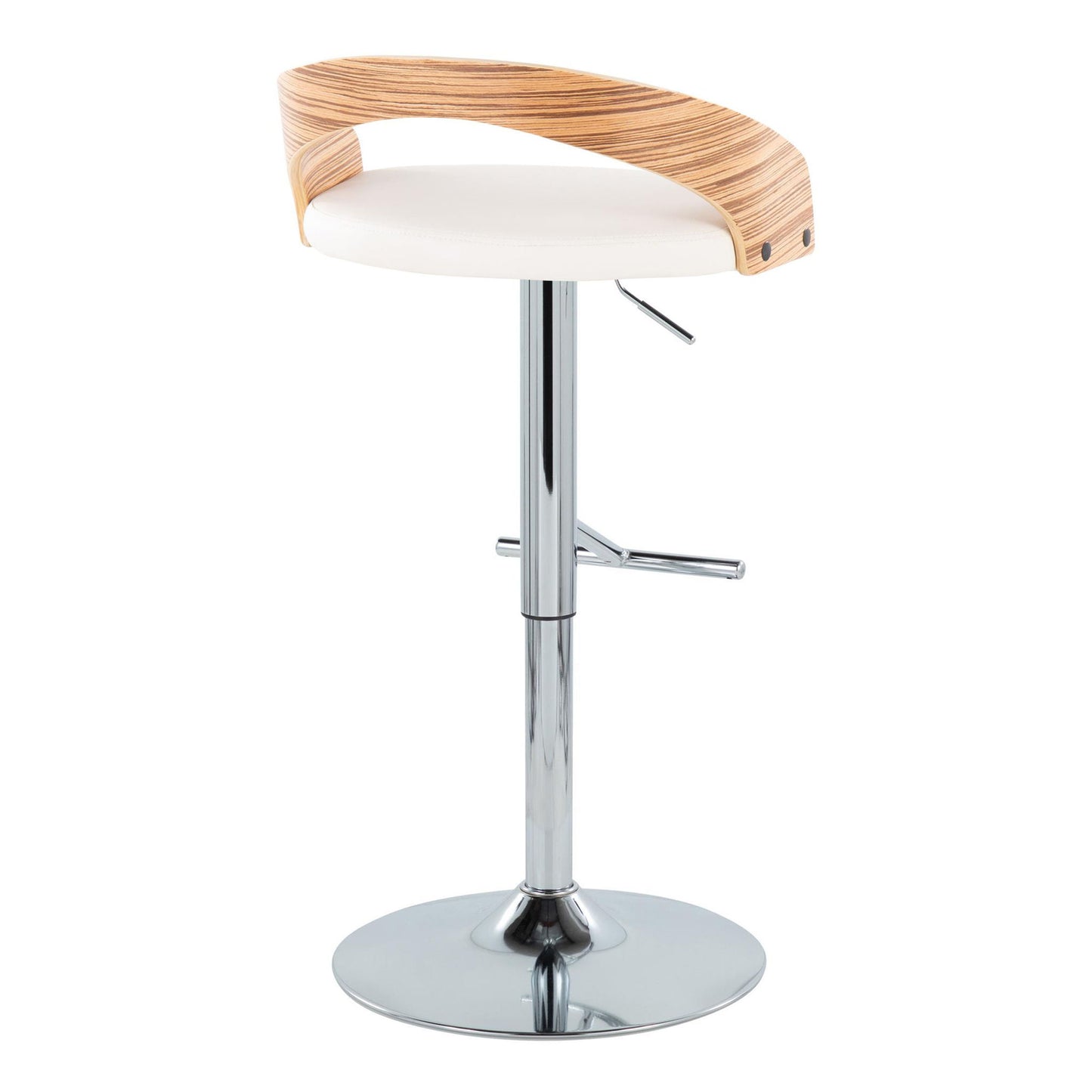 Grotto - Contemporary Adjustable Height Barstool With Swivel With Straight T Footrest (Set of 2) Lumi Source