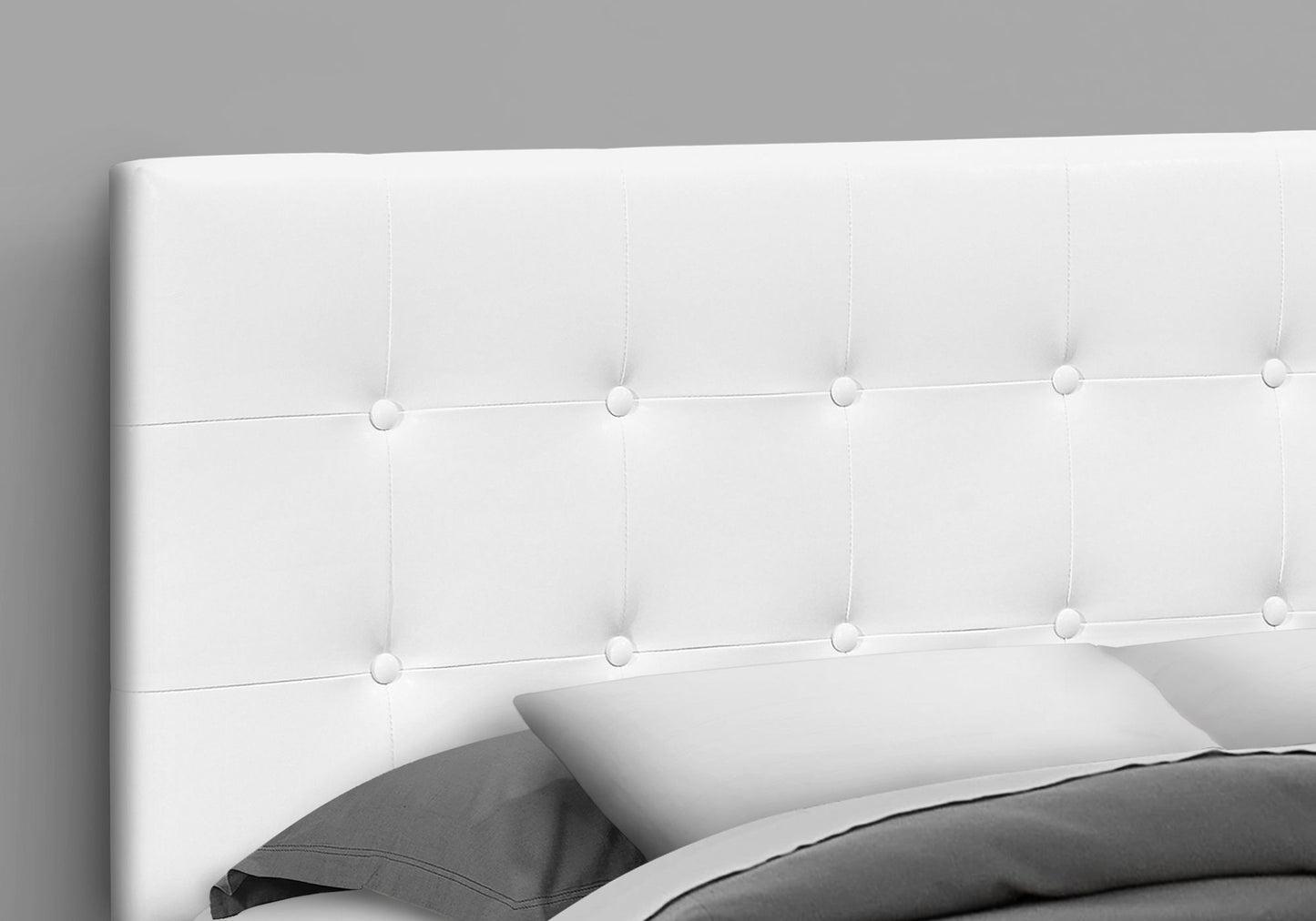 Queen Size Headboard Only Upholstered Leather Look - White 8th Street
