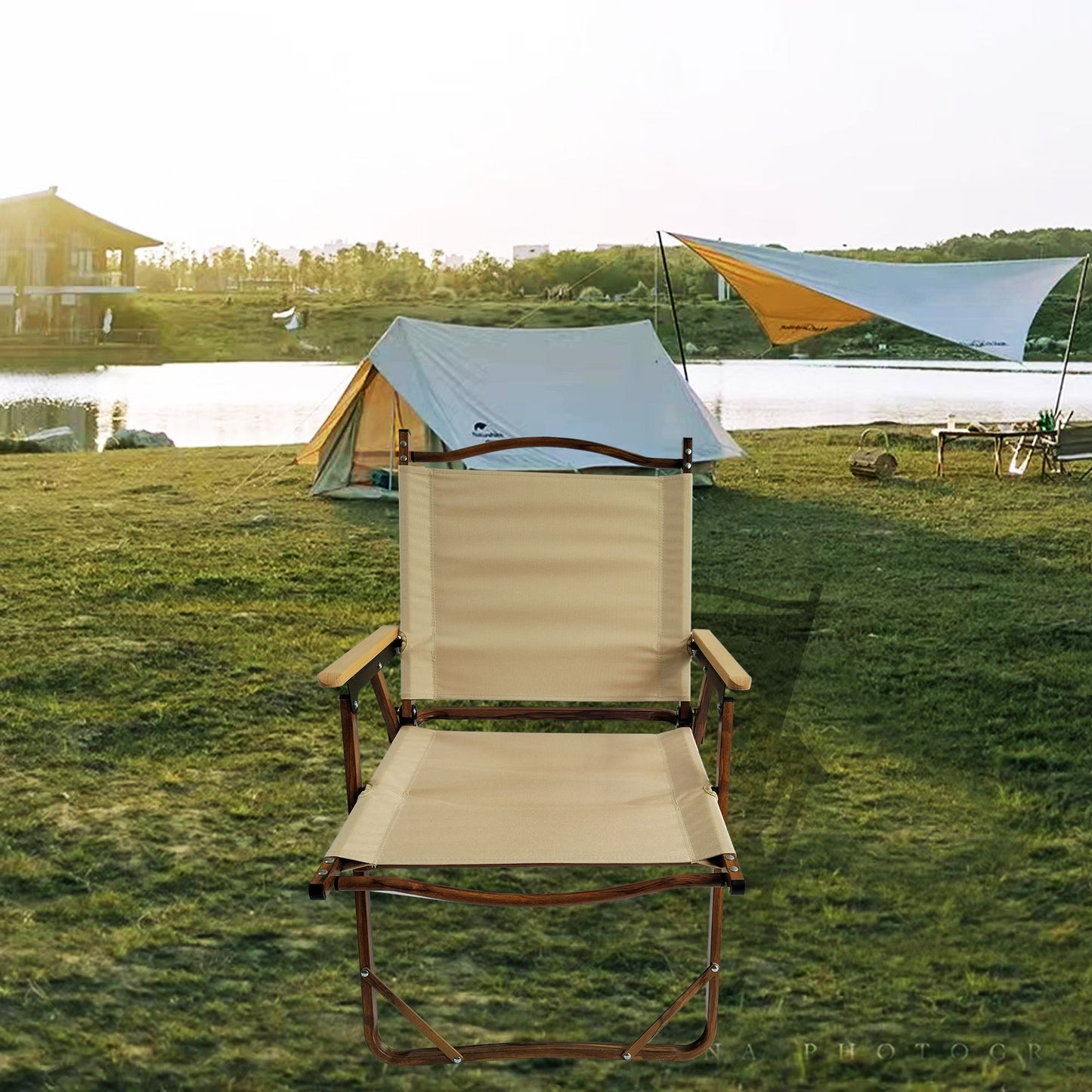 Comfy - Foldable And Portable Chair With Armrests, Indoor And Outdoor Universal (Set of 4) - Brown Home Essentials