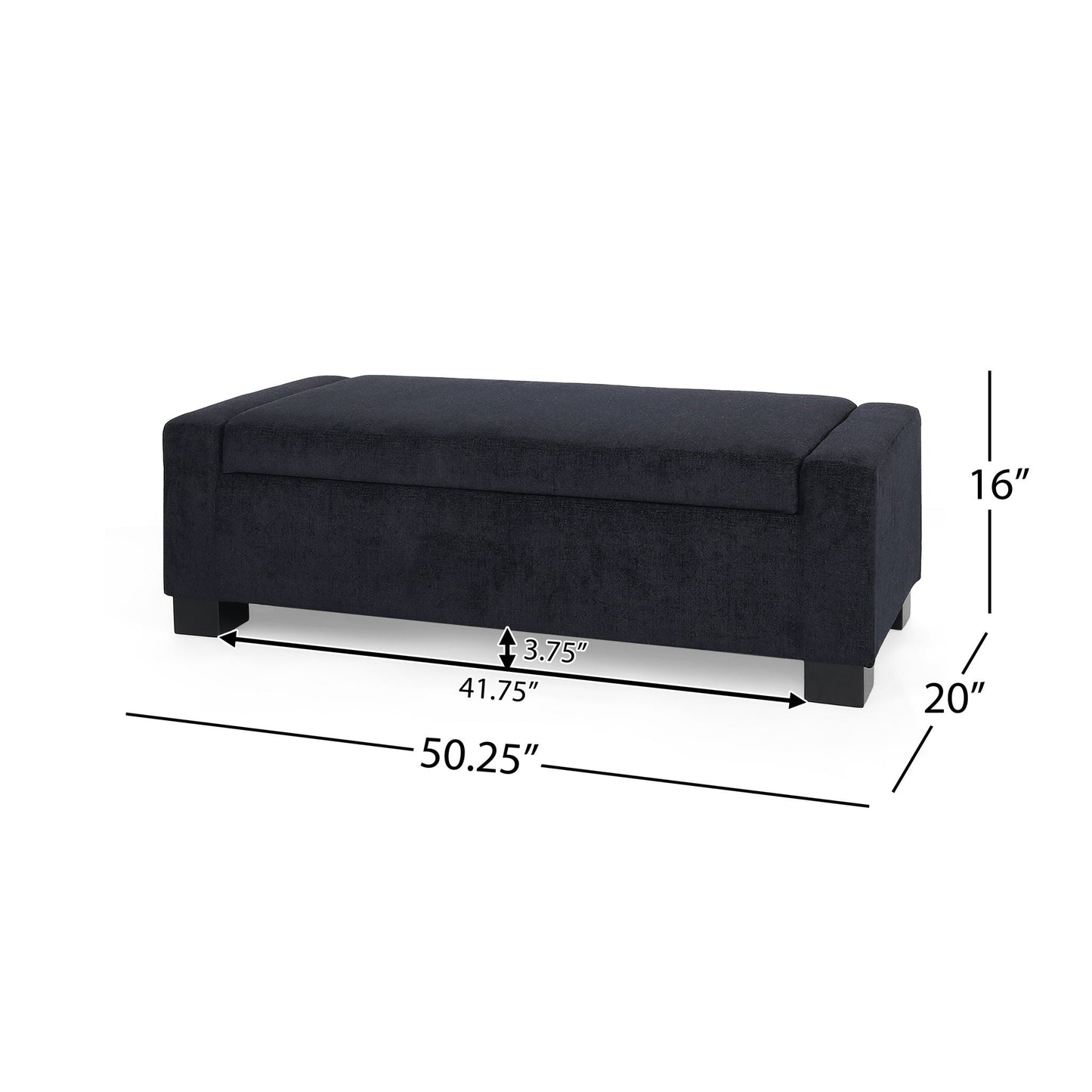Textured Fabric Ottoman Bench With Hinged Lid Noble House