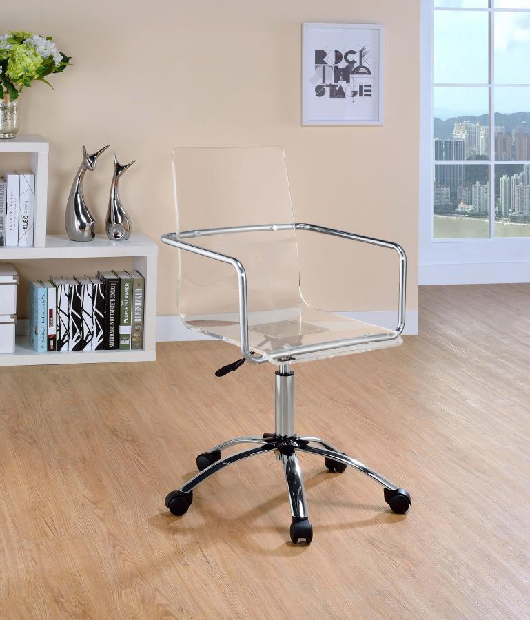 Amaturo - Acrylic Adjustable Home Office Desk Chair - Clear CoasterEssence