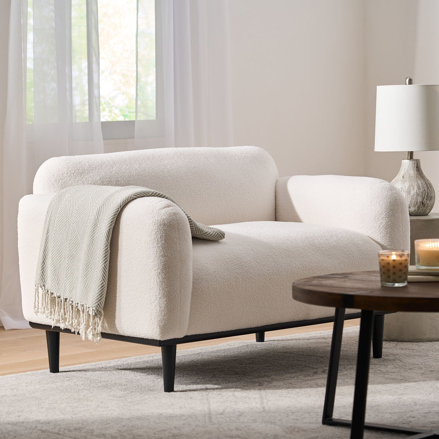 Sway - Upholstered Loveseat With Wood Legs And Round Arms Noble House