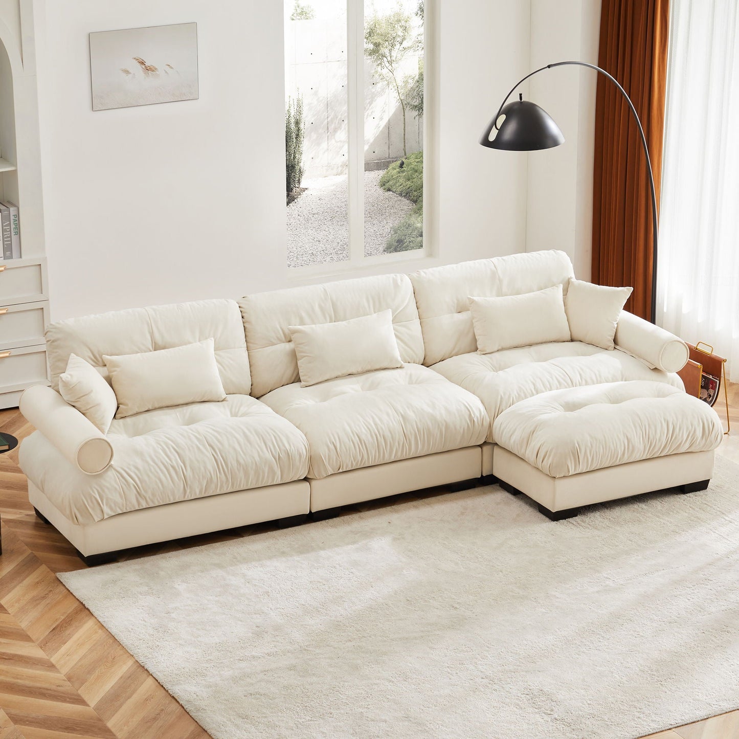 Super Comfort Oversized Modular Sectional Sofa With Movable Ottoman - Snoozhouse