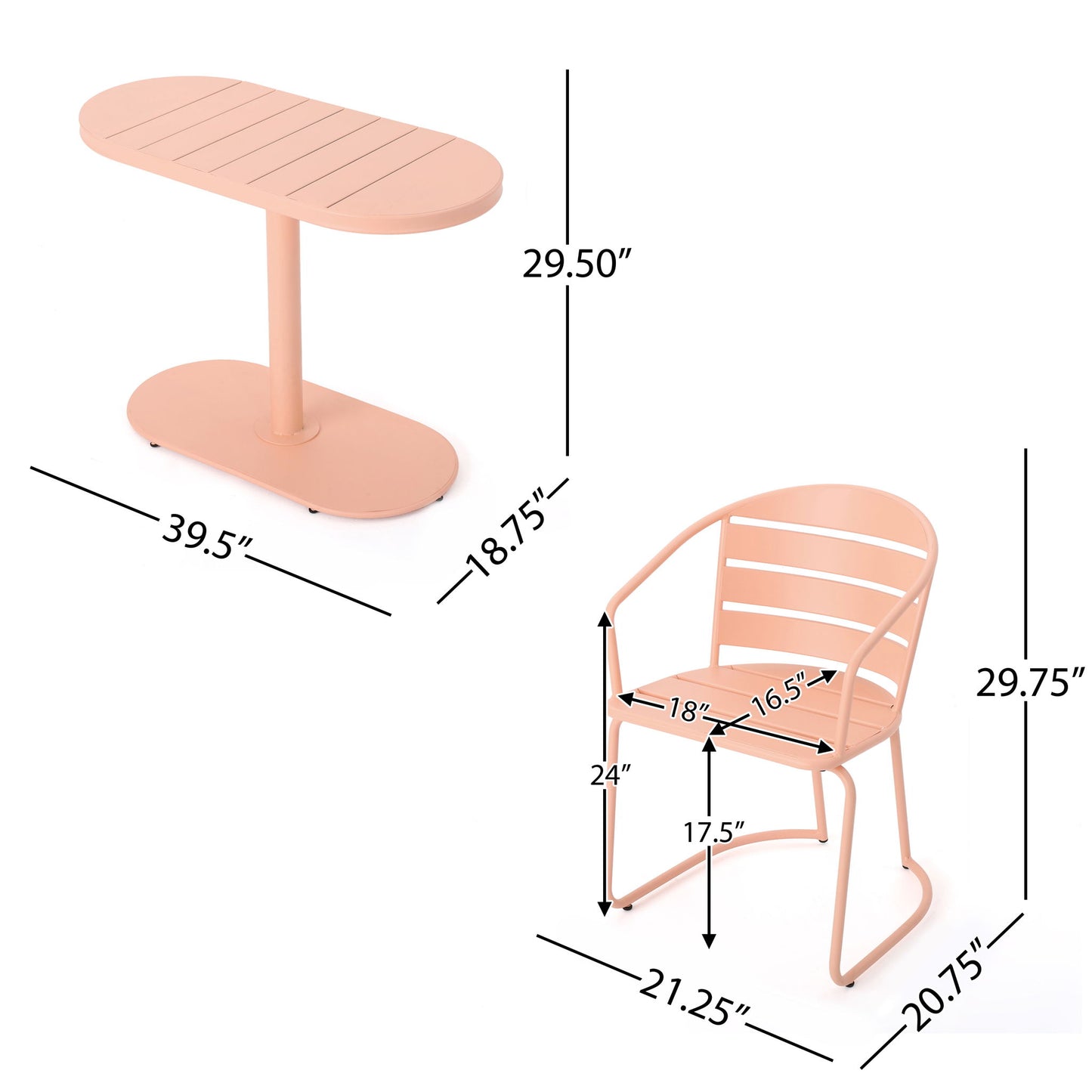 3 Piece Elegant Outdoor Bistro Set With 2 Chairs And Oval Table Noble House