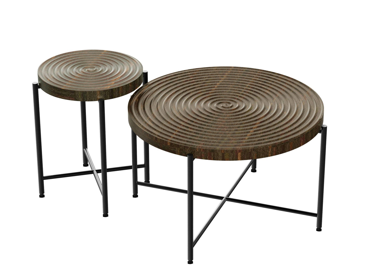 Coffee And End Table Set Waterproof Cover, Distressed Cylindrical Design, Legs Classic Rustic Charm (Set of 2) US Pride