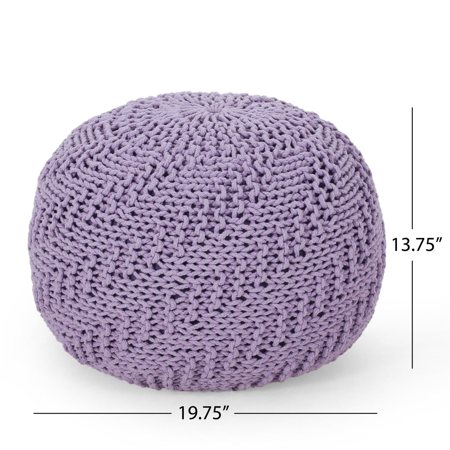 Bordeaux - Knitted Cotton Round Pouf Ottoman Home Essentials
