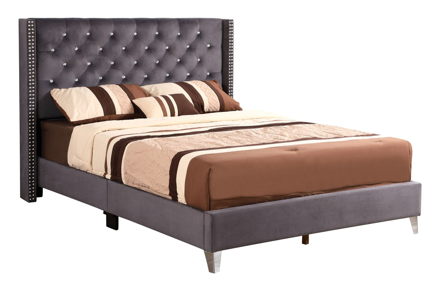 Upholstered Nailhead Trim Chic Bed Glory Furniture