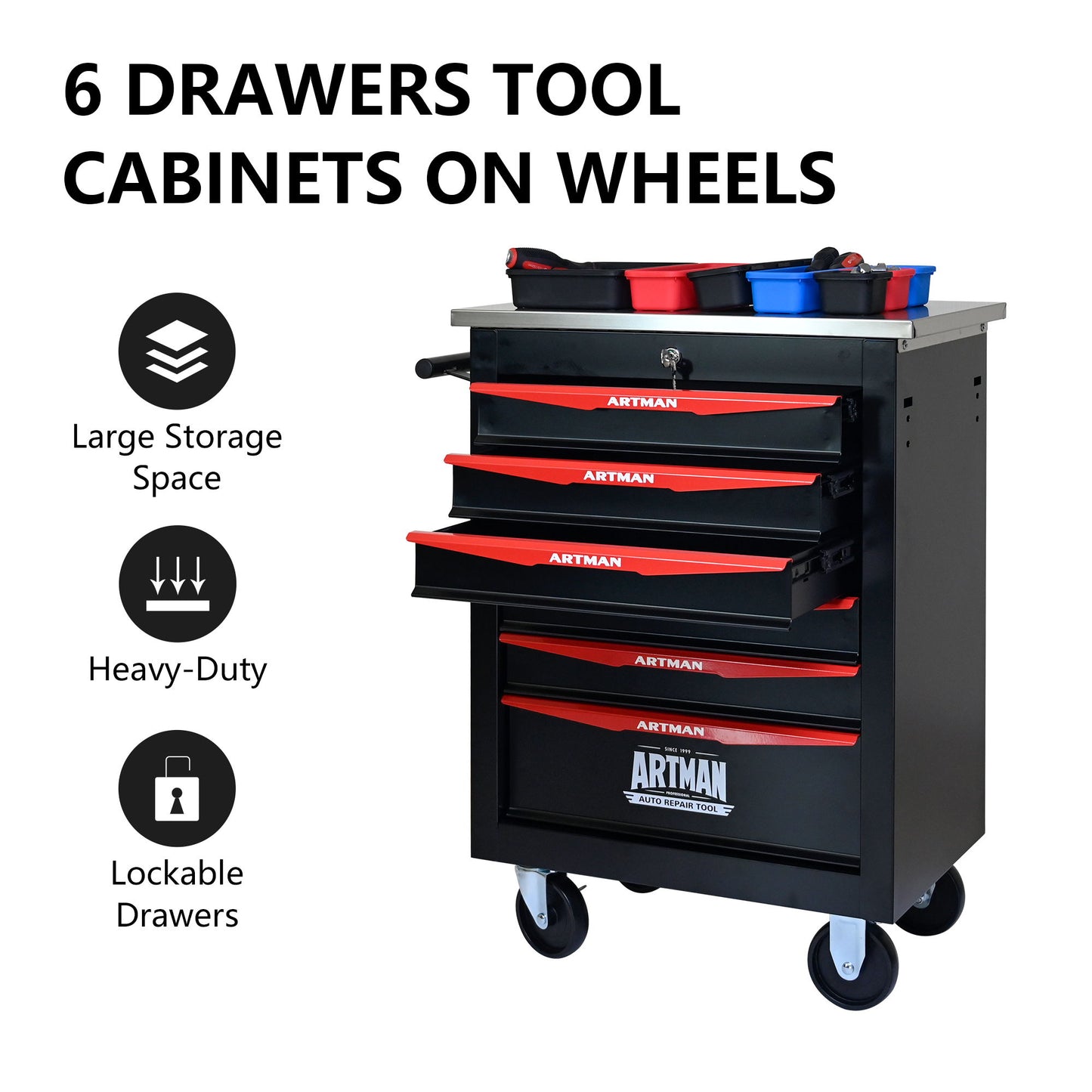 Drawer Multifunctional Tool Cart With Wheels For Garage Daily Nest