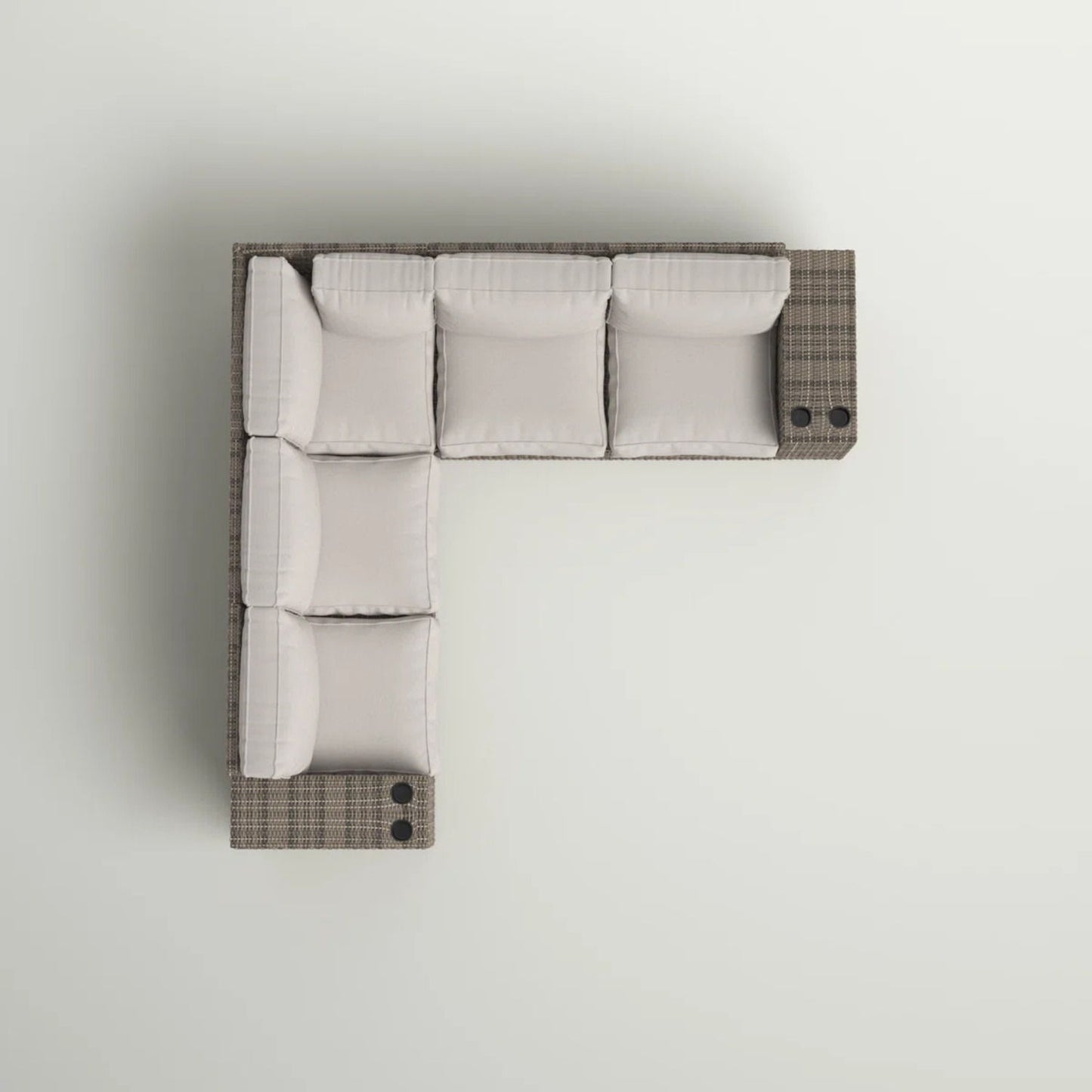 Wide Outdoor Wicker Patio Sectional With Cushions & Reversible Design - Gray LSI Patio Furniture