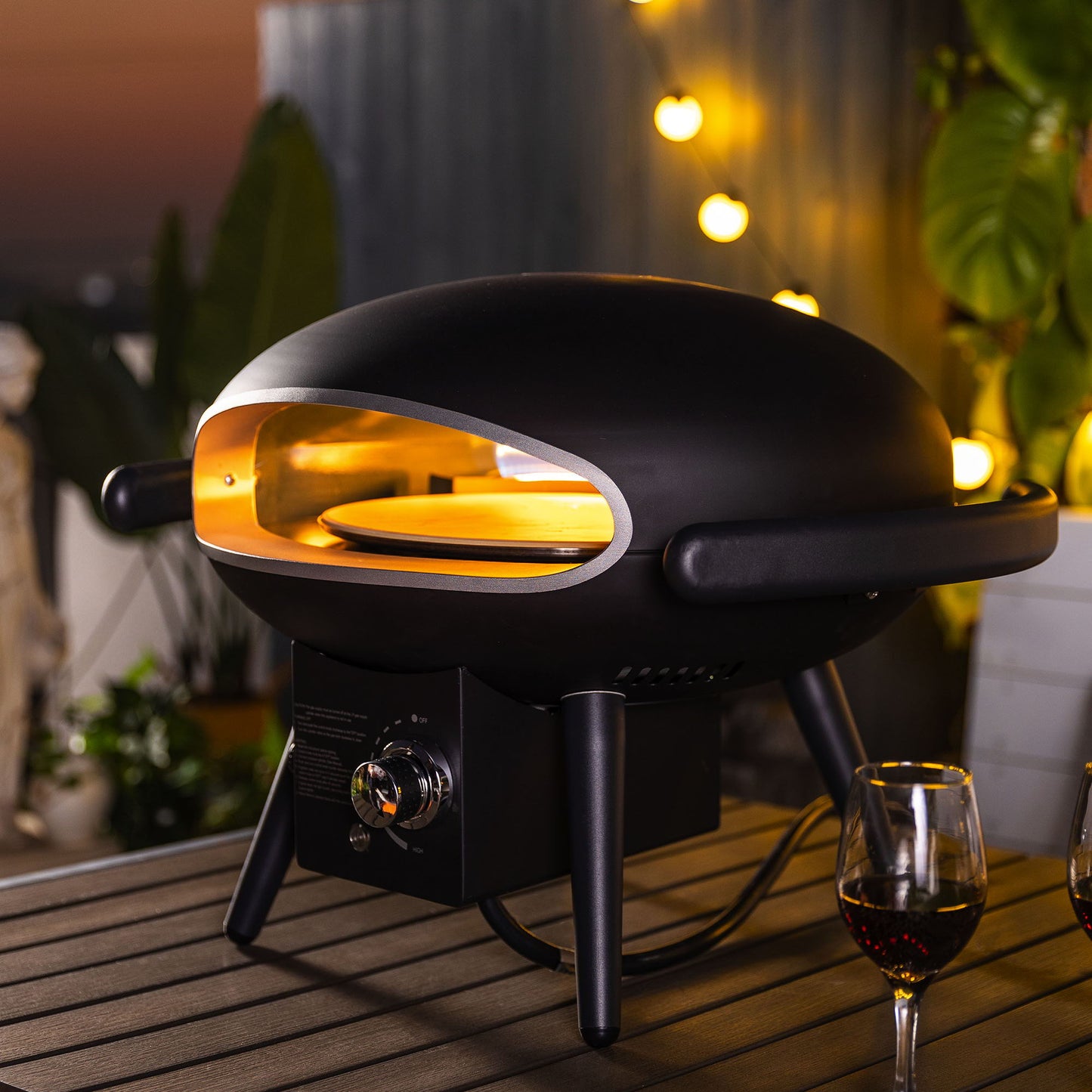 Gas Pizza Oven, Propane Outdoor Pizza Oven, Portable Pizza Oven For 12" Pizzas, With Gas Hose&Regulator - Black Home Essentials