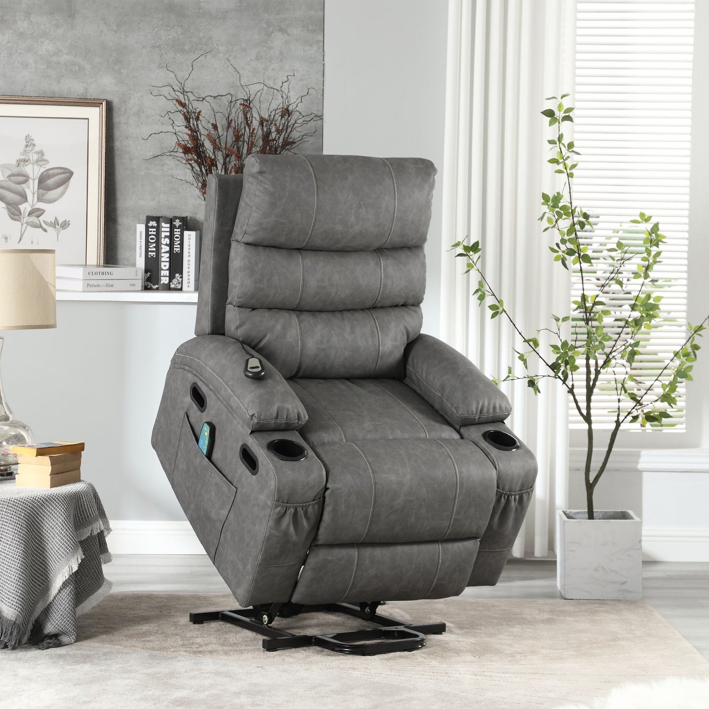 Cozy Electric Power Lift Recliner Chair Sofa For Elderly With Vibration Massage And Lumbar Heat Home Essentials