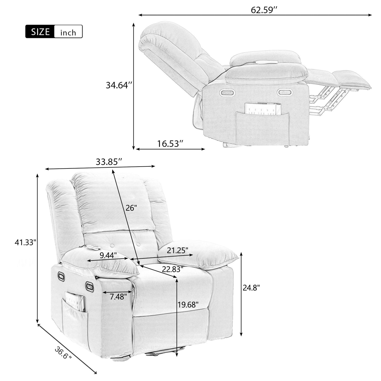 Massage Recliner Power Lift Chair With Adjustable Massage And Heating Function Hearth and Haven