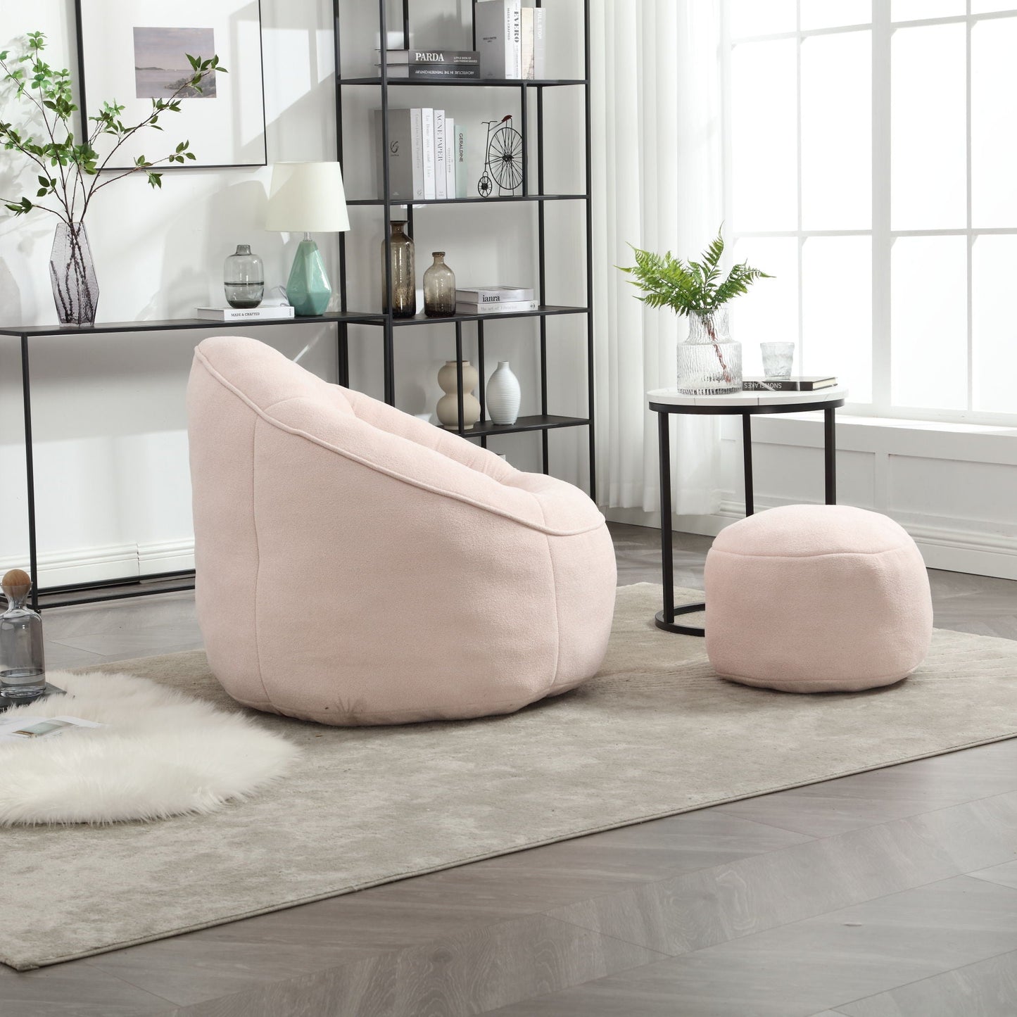 Bedding Bean Bag Sofa Chair High Pressure Foam With Footrest Home Essentials