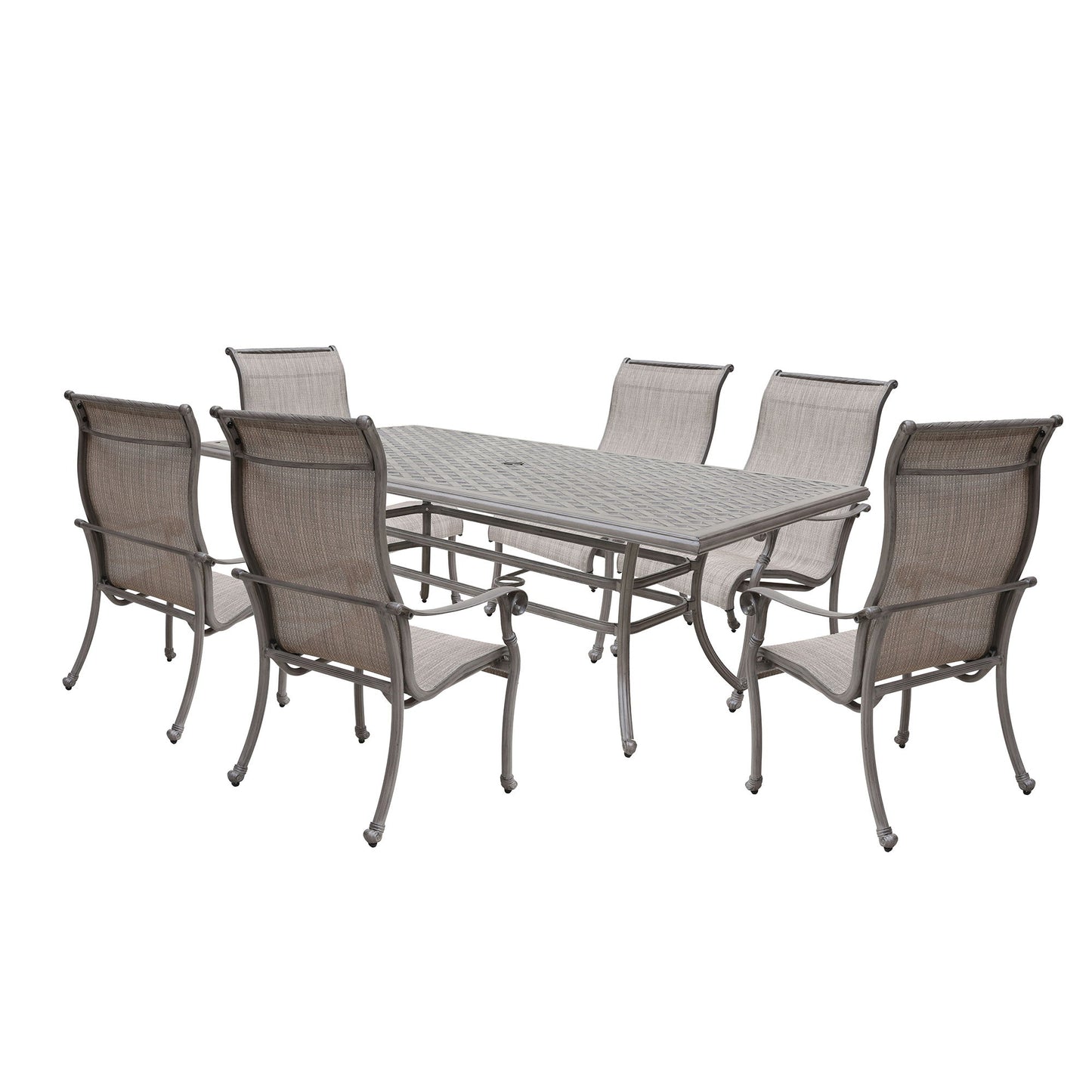 Cast Aluminum Dining Set With Sling Chairs Home Essentials