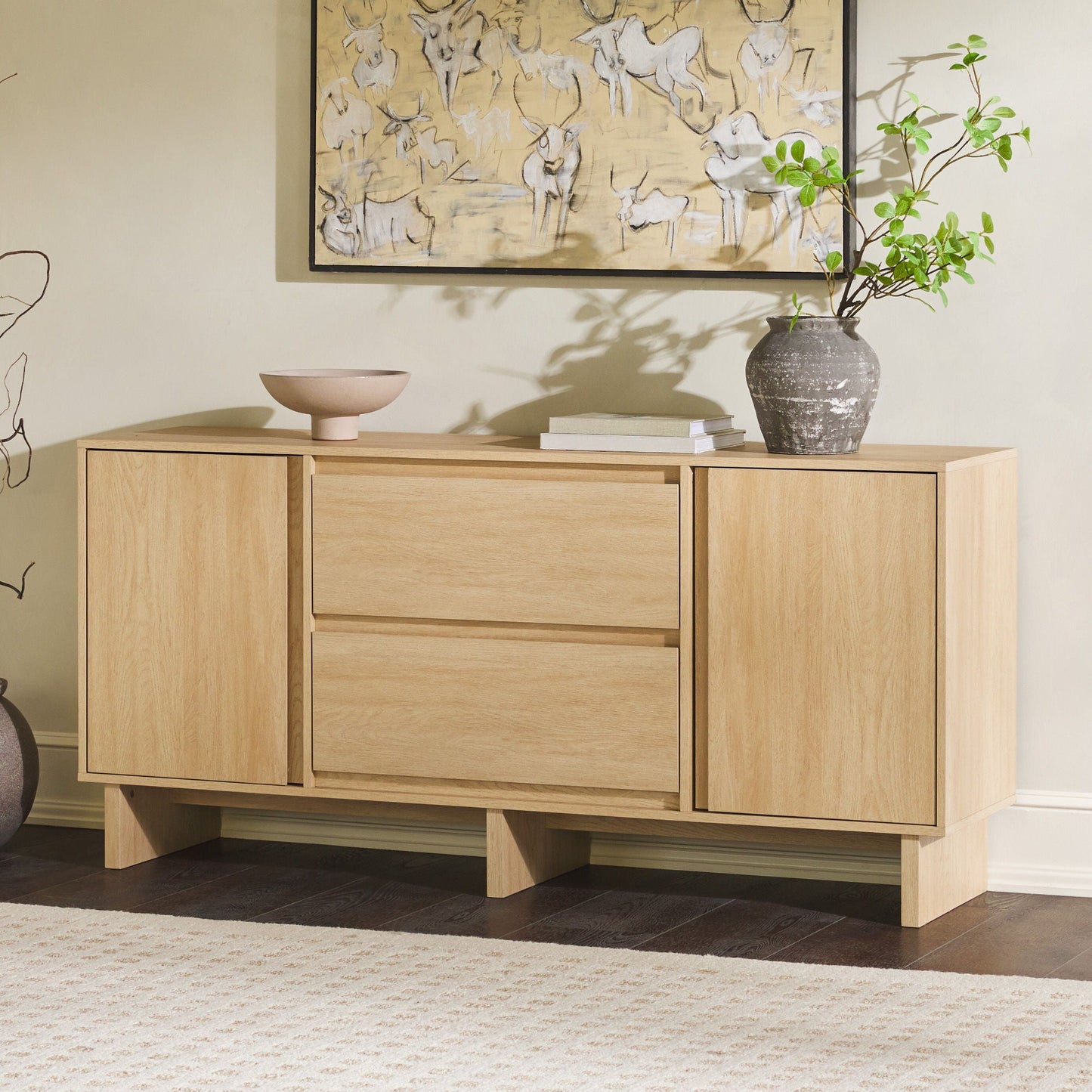 Scandi - Sideboard With Beveled Drawers Walker Edison