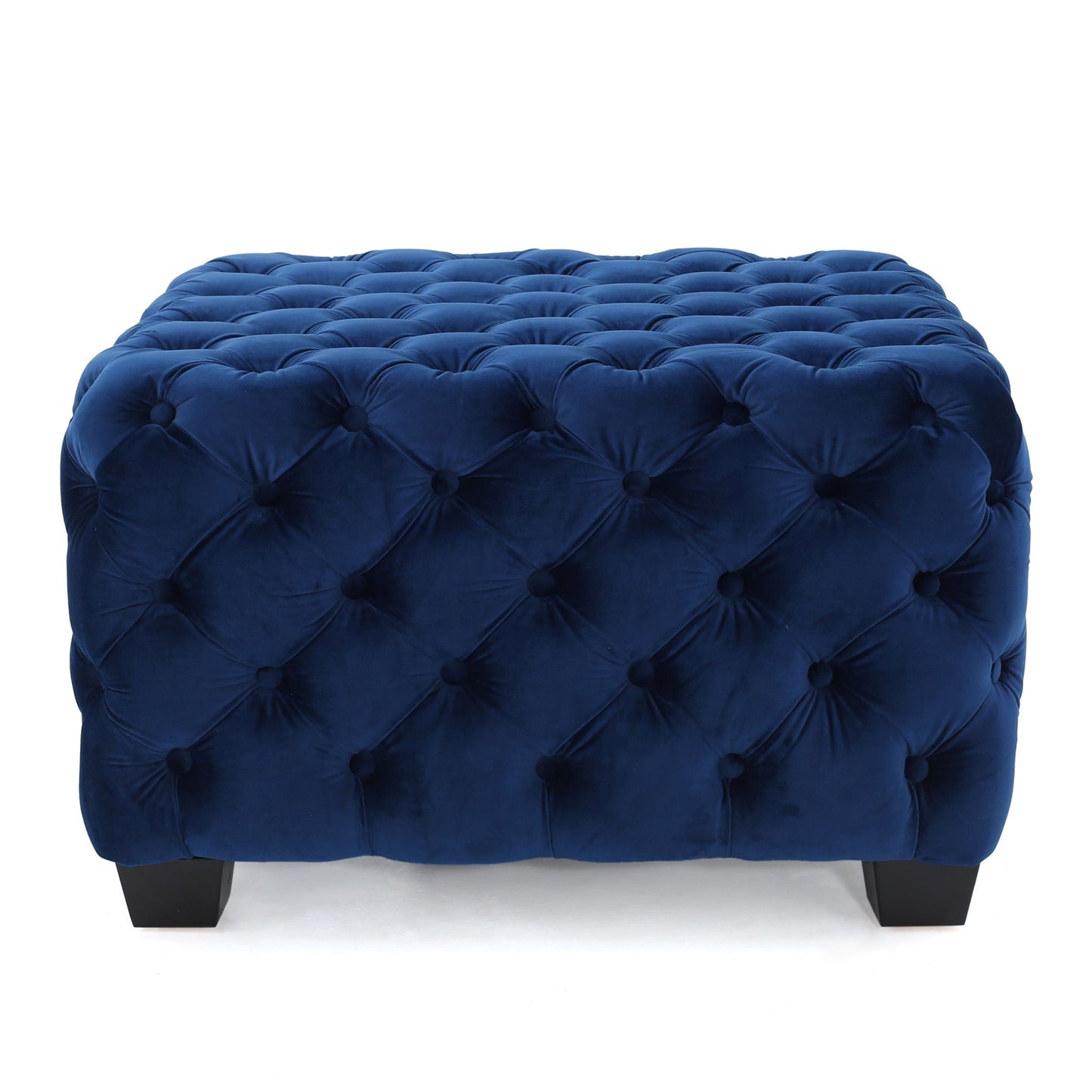 Modern Glam Ottoman With Velvet Upholstery And Button Tufted Design Noble House