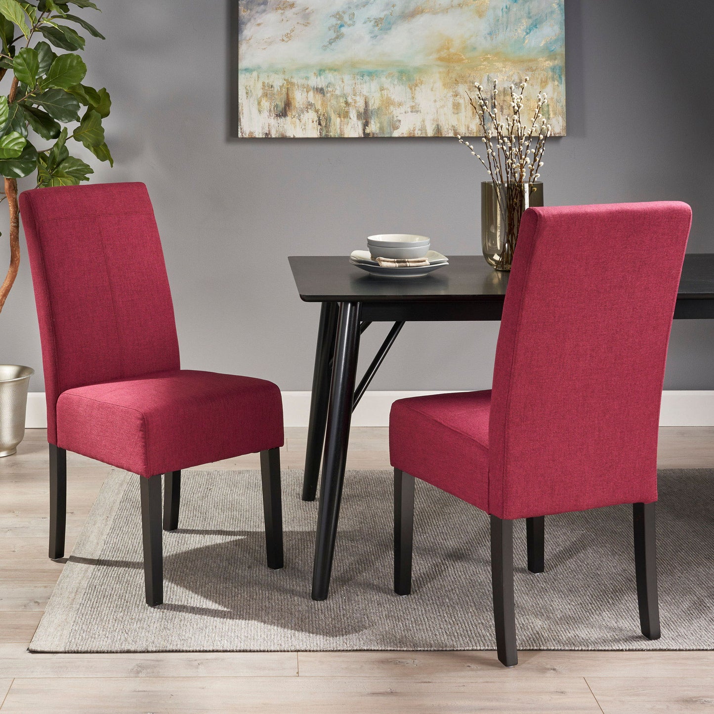 Pertica - Dining Upholstered Armless Chairs (Set of 2) Noble House