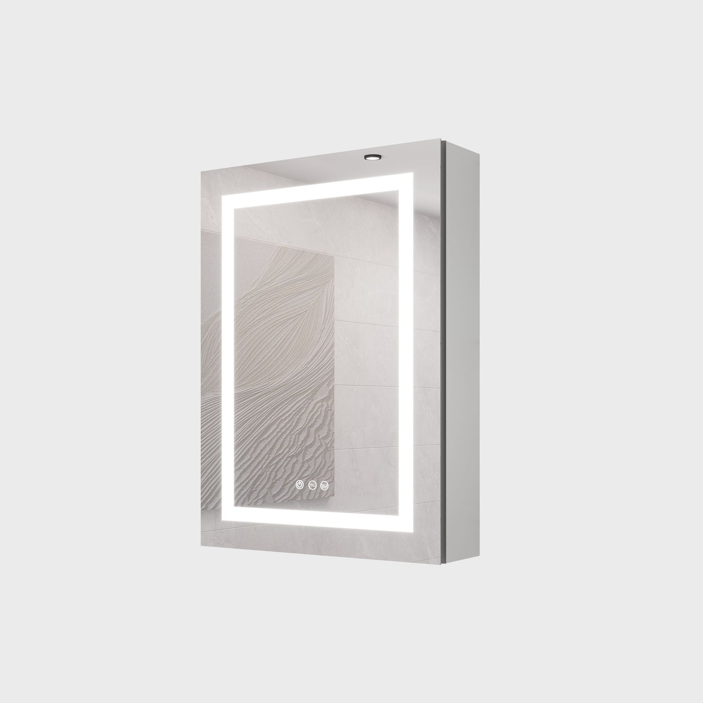 20 X 28" Bathroom Medicine Cabinet With Mirror Wall Mounted LED Bathroom Mirror Cabinet With Lights, Anti-Fog, Waterproof, Dimmable, 3000K~6000K, Single Door, Touch Swich, Storage Shelves - Silver Home Essentials
