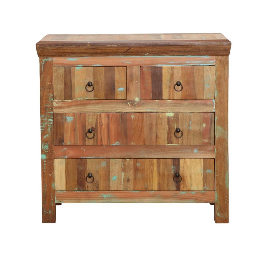 Harper - 4-Drawer Solid Reclaimed Wood Accent Cabinet - Brown CoasterElevations