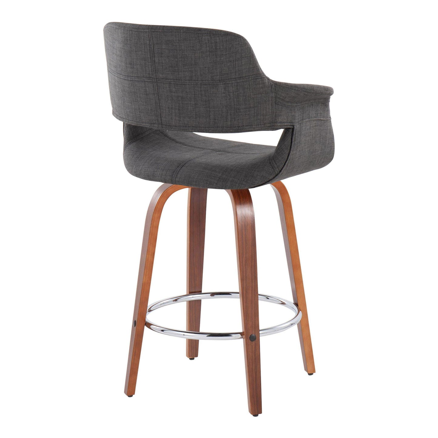 Vintage Flair - Mid-Century Modern Fixed Height Counter Stool With Swivel With Round Footrest (Set of 2) Lumi Source