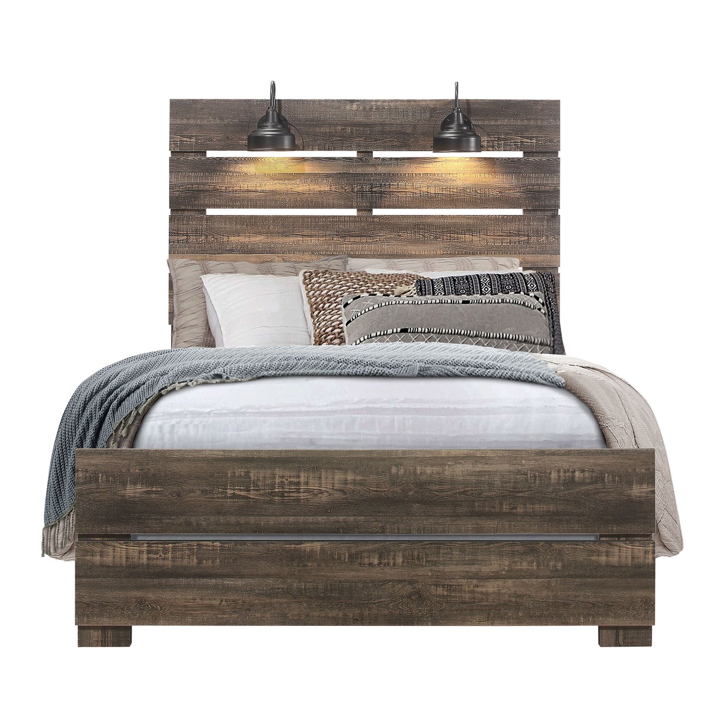 Monica - Bed With Panel Style And Slat Headboard