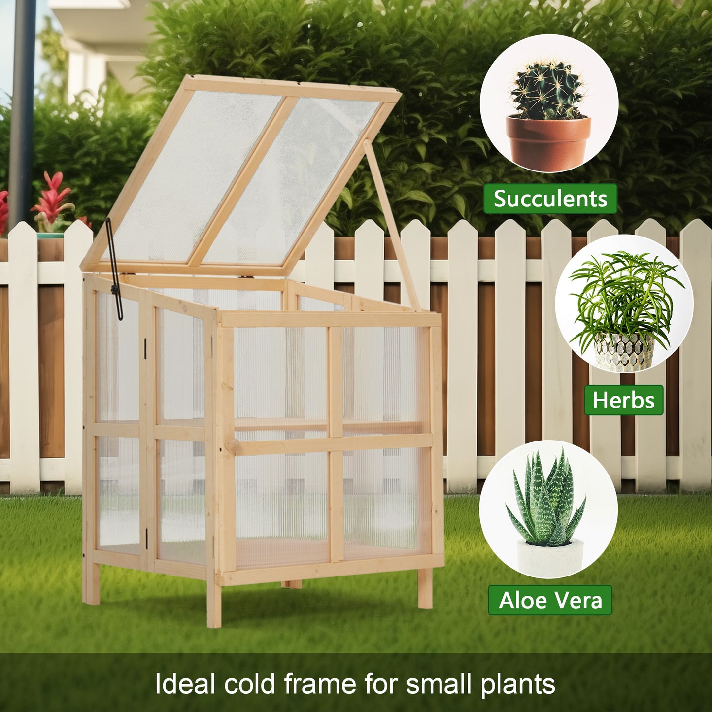 2 Tier Foldable Cold Frame Greenhouse, Portable Wooden Greenhouse Garden Cold Frame Raised Planter Box With Shelves - Natural Wood Daily Nest
