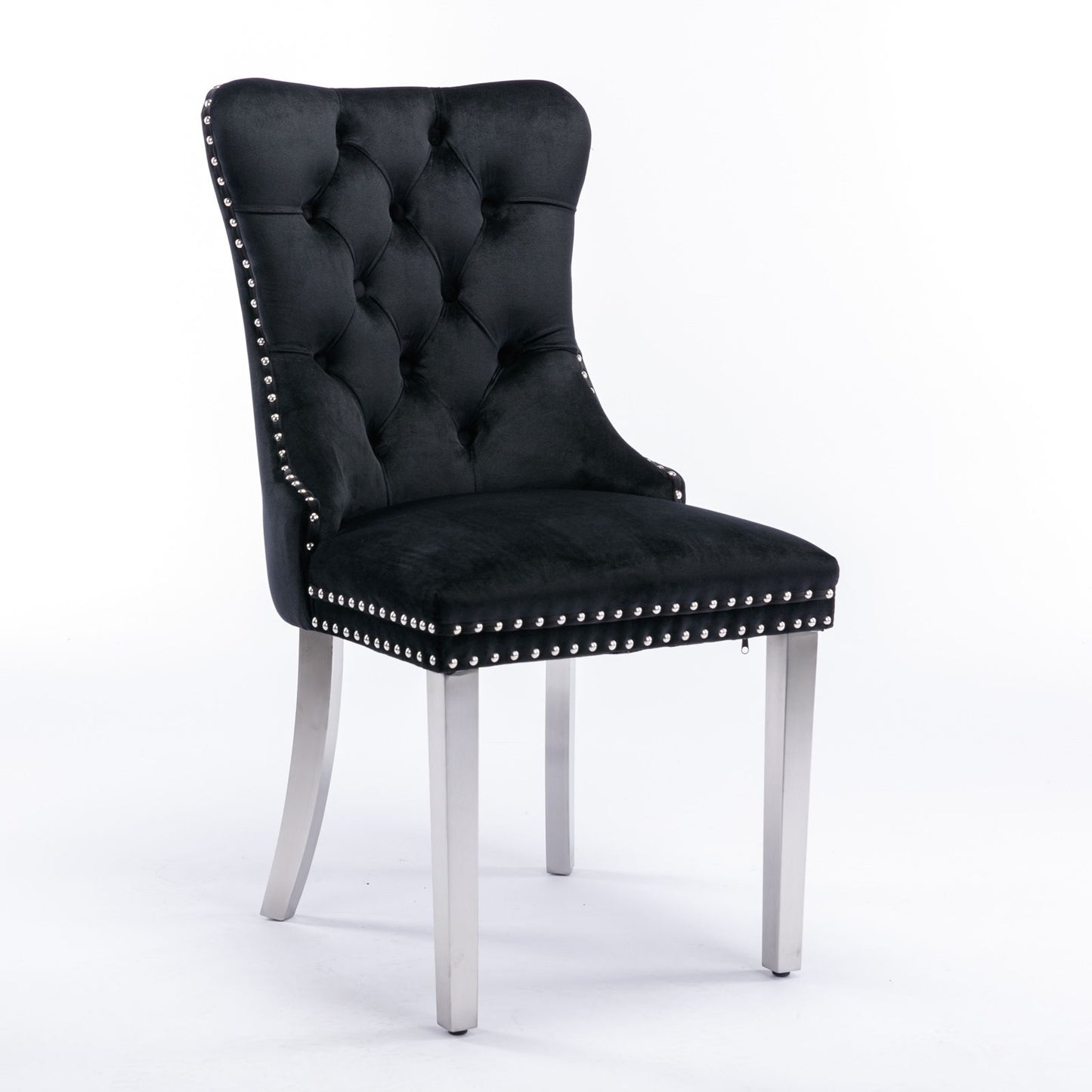 Nikki - Modern, High-End Tufted Solid Wood Contemporary Velvet Upholstered Dining Chair With Chrome Stainless Steel Plating Legs, Nailhead Trim (Set of 2) Home Essentials