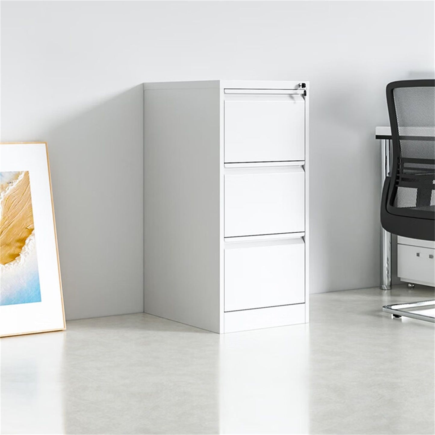 Durable Metal 3 Drawer File Cabinet With Lock For Office Storage Home Essentials