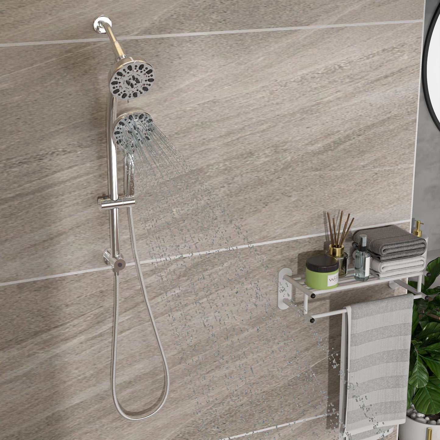 Multi Function Dual Shower Head Shower System With 4.7" Rain Showerhead, 7 Function Hand Shower, Adjustable Slide Bar Daily Nest