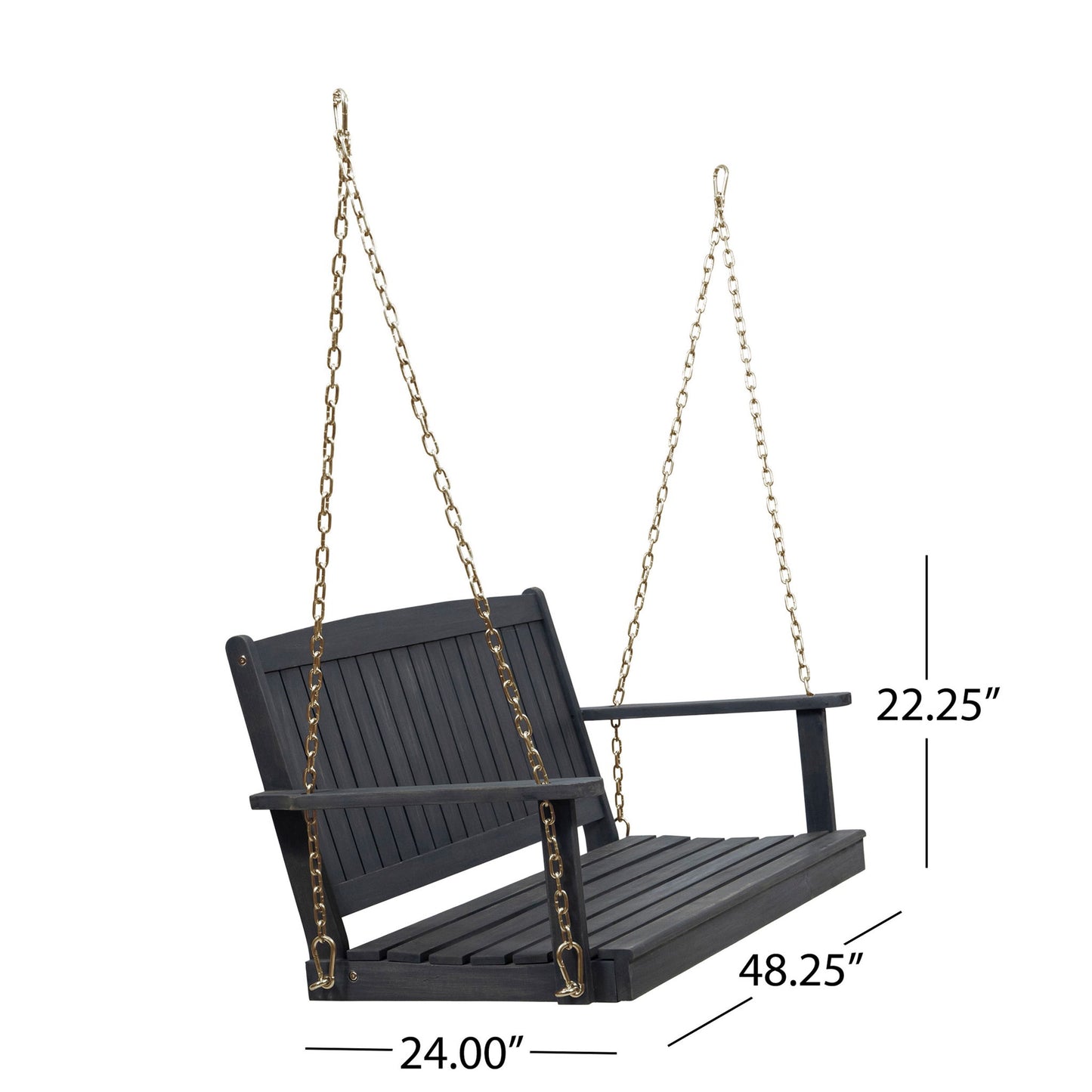 Tambora - Porch Swing Acacia Wood Slat Design Noble House