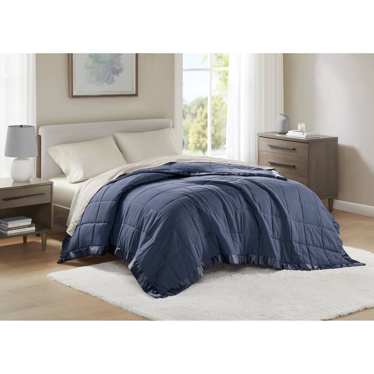 Windom - King All Season Hypoallergenic Blanket With 3M Scotchgard - Navy Madison Park