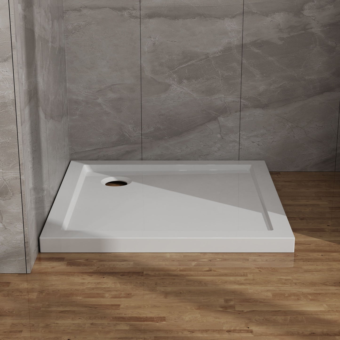 In Corner Drain Shower Base Daily Nest