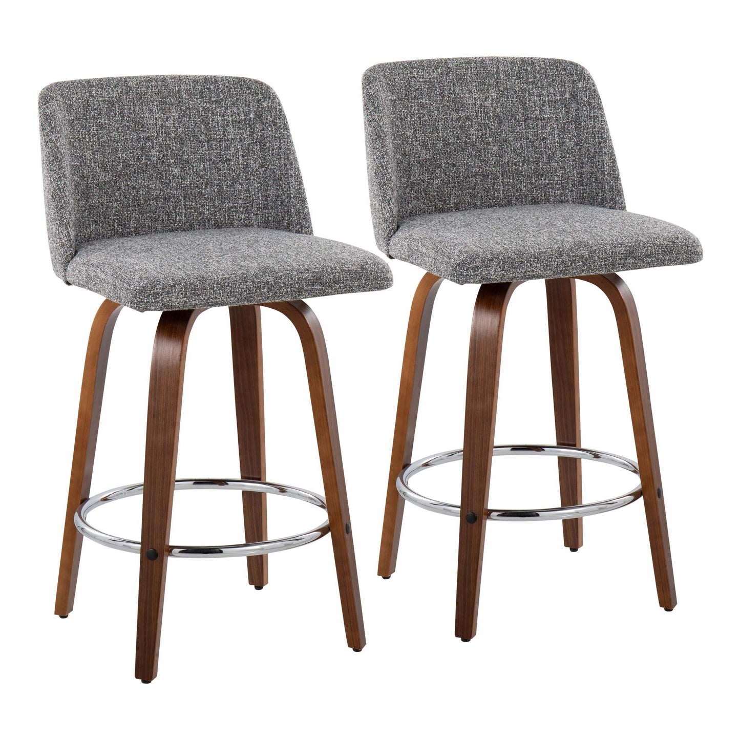 Toriano - Mid-Century Modern Fixed Height Counter Stool With Round Footrest (Set of 2) Lumi Source