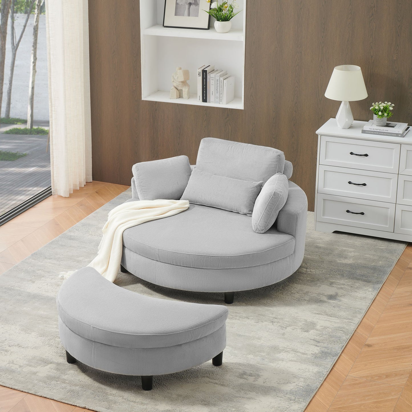 Corduroy Sofa With Two Throw Pillows And A Waist Pillow With An Extra Tray For Comfortable Seating In Small Apartment Bedrooms Home Essentials