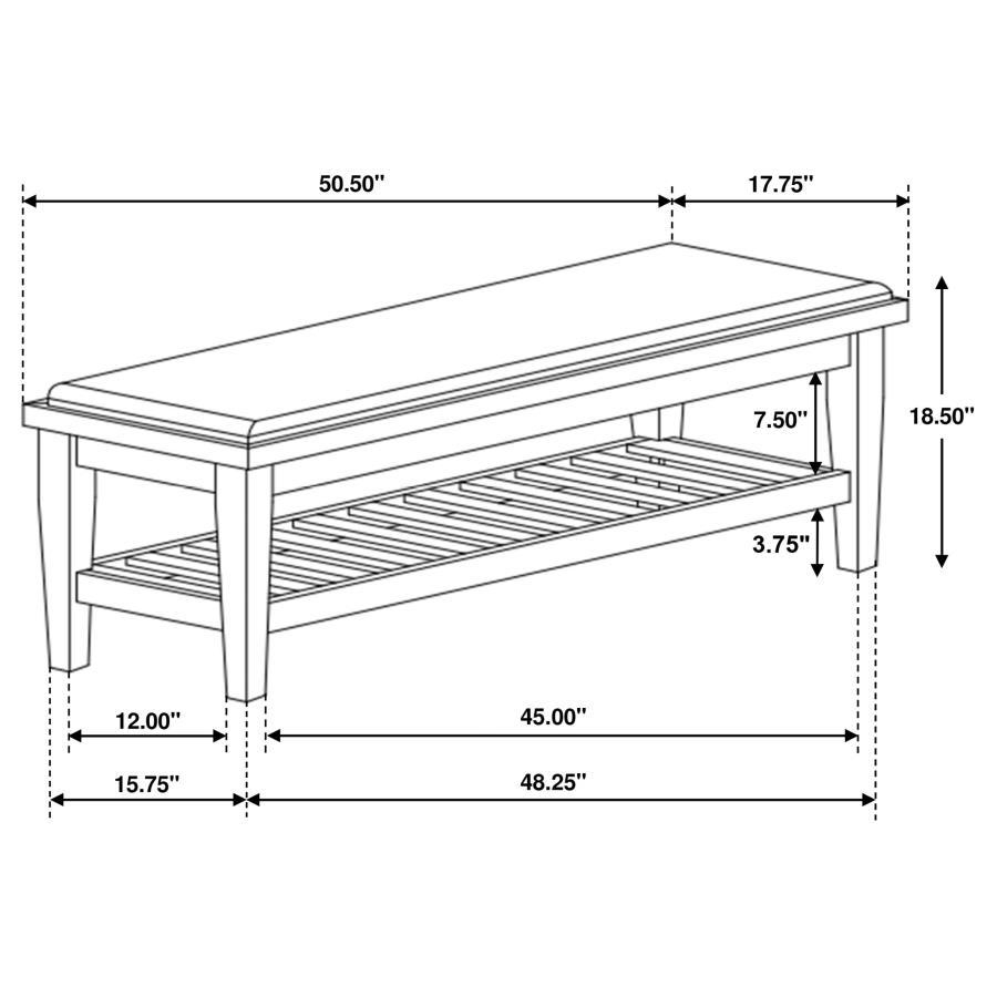 Franco - Fabric Upholstered Bench With Shelf CoasterEssence