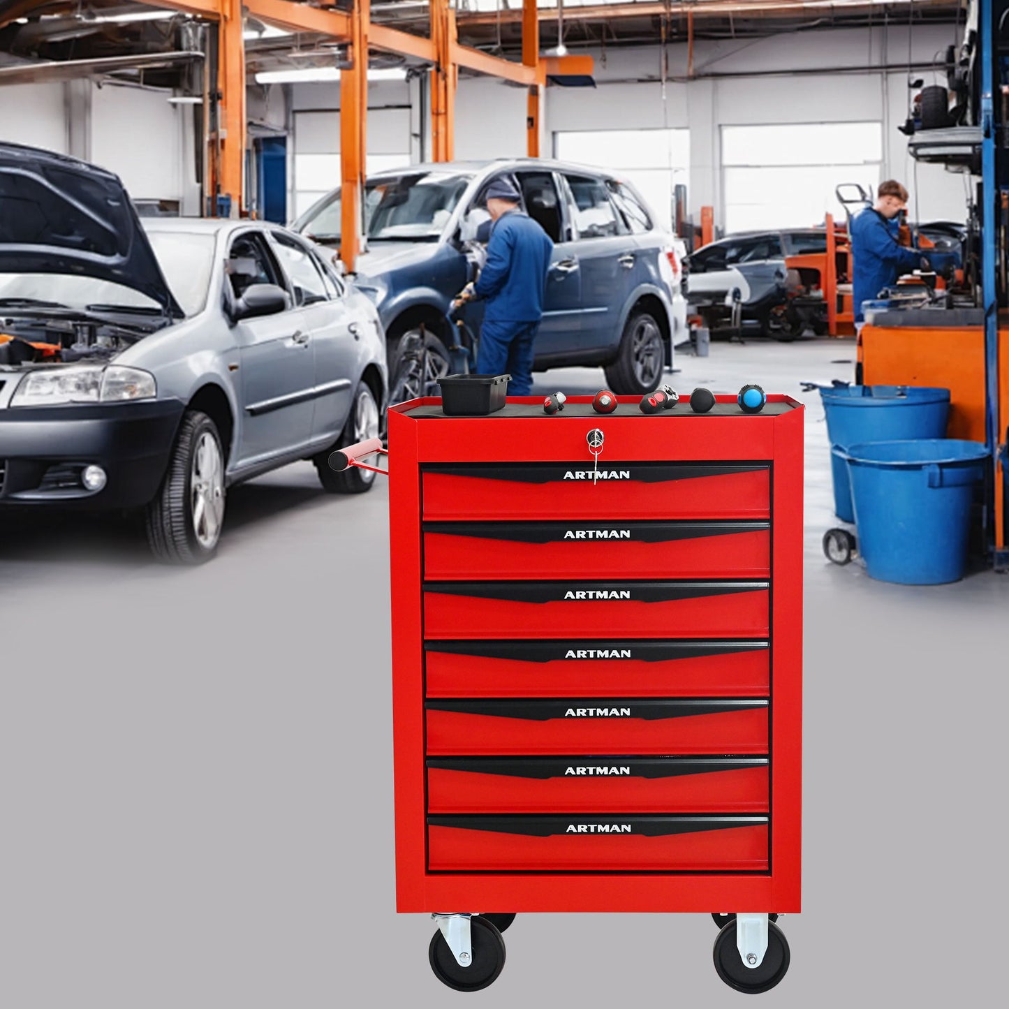 Rolling Metal Tool Chest With Drawers, Steel Storage Cabinet With Ball Bearing Slides Daily Nest