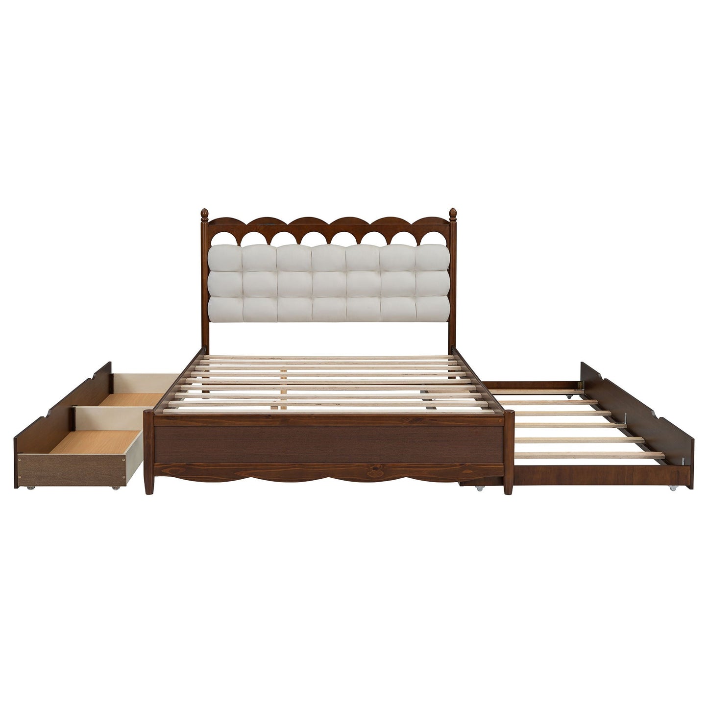 Storage Platform Bed, With 2 Big Drawers, Trundle, One Set Of Sockets & USB Ports Timeless Haven