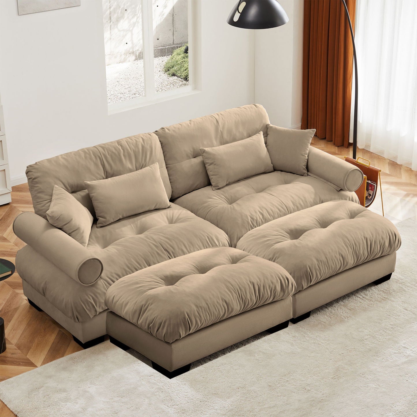 Super Comfort Oversized Modular Sectional Sofa With Movable Ottoman - Snoozhouse