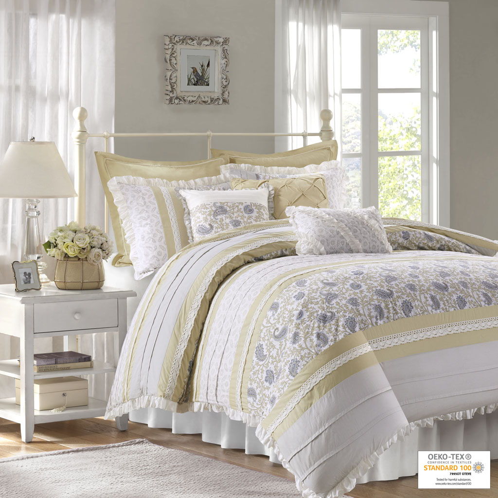 Dawn - California King 9 Piece Comforter Set - Yellow Madison Park